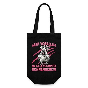 Exotischer Cockatoo Kakadu Papagei Design - Geschenkbeutel für Flaschen - Schwarz - Vorne