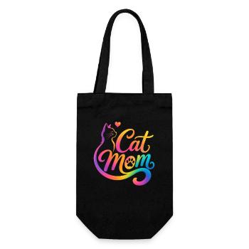 Maman chat, Maman chat, motif coloré de chat - Sac à bouteille - noir - Devant