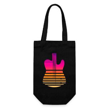 Silhouette de guitare en dégradé de coucher de soleil - Sac à bouteille - noir - Devant
