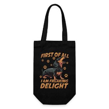 Kurzhaardackel Teckel Wiener Dog kleiner Jagdhund - Geschenkbeutel für Flaschen - Schwarz - Vorne