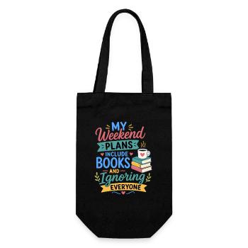 Reading Books Novel Fan Bookworm Design - Gift Bag for Bottles - black - Front