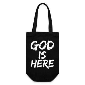 god is here - Geschenkbeutel für Flaschen - Schwarz - Vorne