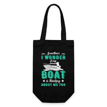 Manchmal frage ich mich, ob mein Boot denkt - Geschenkbeutel für Flaschen - Schwarz - Vorne