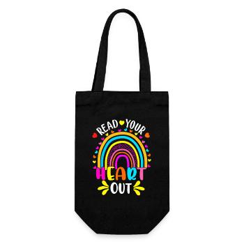 Lies dein Herz aus dem Regenbogen - Geschenkbeutel für Flaschen - Schwarz - Vorne