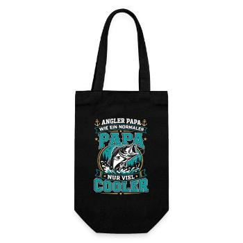 Angler Papa – Viel Cooler Vater - Geschenkbeutel für Flaschen - Schwarz - Vorne