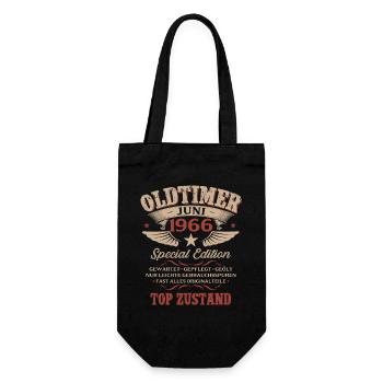 60. Geburtstag Geschenk Mann Oldtimer Juni 1966 - Geschenkbeutel für Flaschen - Schwarz - Vorne