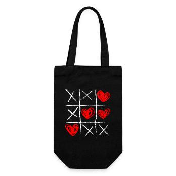 Heart Tic Tac Toe Sketch - Gift Bag for Bottles - black - Front