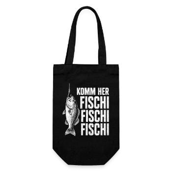 Angeln Angler Fischer Fisch Lustiges Angler Spruch - Geschenkbeutel für Flaschen - Schwarz - Vorne