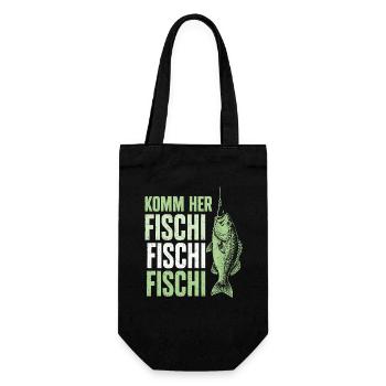 Angeln Angler Fischer Fisch Lustiges Angler Spruch - Geschenkbeutel für Flaschen - Schwarz - Vorne