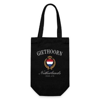 Giethoorn Coat of Arms Crown Netherlands Travel Souvenir - Gift Bag for Bottles - black - Front