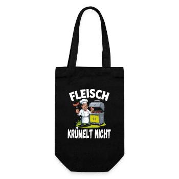  Fleisch Krümelt Nicht Lustiger Grill Spruch Für - Geschenkbeutel für Flaschen - Schwarz - Vorne