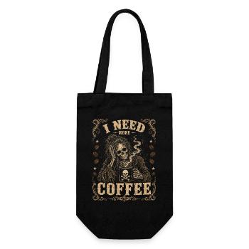 Kaffee Skelett I Need More Coffee Shirt - Geschenkbeutel für Flaschen - Schwarz - Vorne