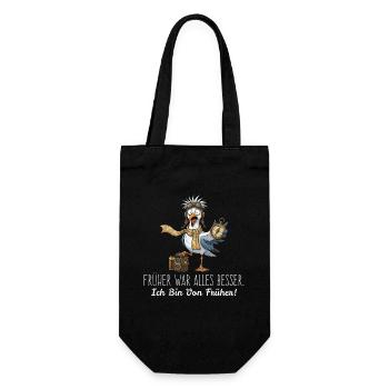Retro Möwe Pilot Früher war alles besser - Geschenkbeutel für Flaschen - Schwarz - Vorne