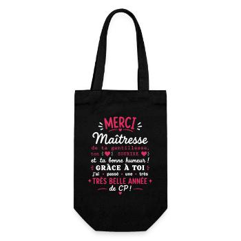 Merci Maîtresse - Très Belle Année CP - Sac à bouteille - noir - Devant