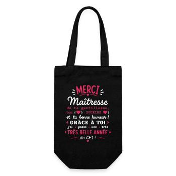 Merci Maîtresse – Belle année CE1 - Sac à bouteille - noir - Devant