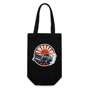 Sunrise Drift: Oldtimer-Rallye - Geschenkbeutel für Flaschen - Schwarz - Vorne