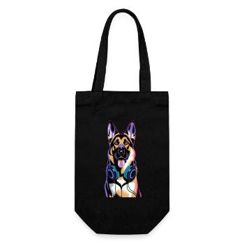 German Shepherd with Headphones - Gift Bag for Bottles - black - Front