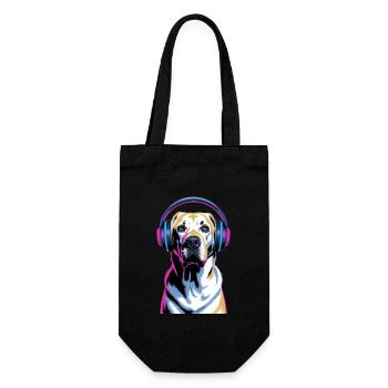 Labrador with headphones - Gift Bag for Bottles - black - Front