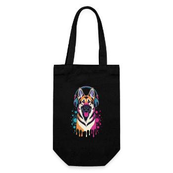 German Shepherd with Headphones - Gift Bag for Bottles - black - Front