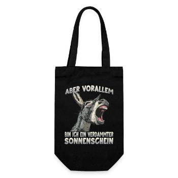 Grauesel Zwergesel Esel Bauernhof Langohresel - Geschenkbeutel für Flaschen - Schwarz - Vorne
