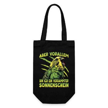 Wellensittich Budgie Grassittich Vogelhalter Humor - Geschenkbeutel für Flaschen - Schwarz - Vorne