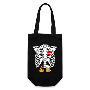 Dad Skeleton Halloween Beer Pizza Funny Pregnancy  - Gift Bag for Bottles - black - Front