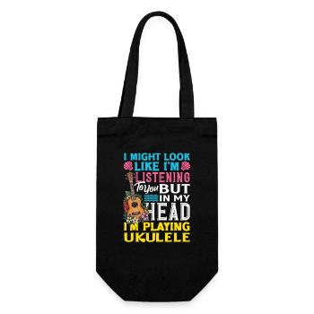 Je pourrais avoir l’air d’écouter en jouant du ukulélé - Sac à bouteille - noir - Devant