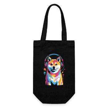 Chien Shiba Inu avec un casque - Sac à bouteille - noir - Devant