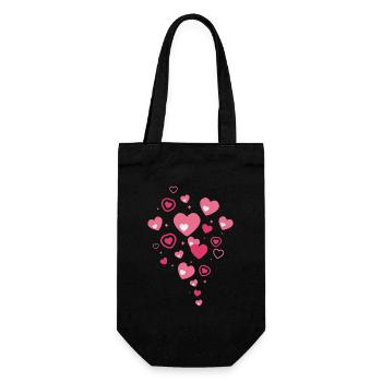 Pink Heart Rain Many Little Hearts - Love Design - Gift Bag for Bottles - black - Front