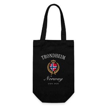 Trondheim Norway Coat of Arms Crown – Travel Souvenir - Gift Bag for Bottles - black - Front