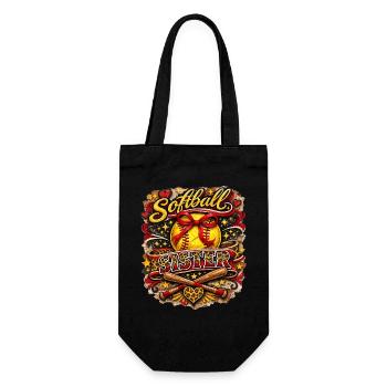 Softball Sister Schleife Leopard Sport Design - Geschenkbeutel für Flaschen - Schwarz - Vorne