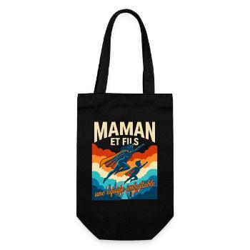 Maman Et Fils Une Équipe Imbattable Rétro - Sac à bouteille - noir - Devant