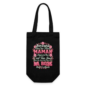 Joyeuse Fête des Mères Maman La Patronne Fleurs - Sac à bouteille - noir - Devant
