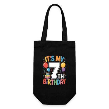 7th birthday - Gift Bag for Bottles - black - Front
