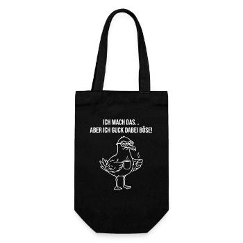 Möwe mit Kaffee böse gucken - Geschenkbeutel für Flaschen - Schwarz - Vorne