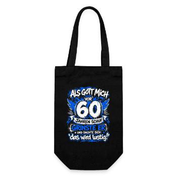 60er Geburtstags Graffiti Spruch - Geschenkbeutel für Flaschen - Schwarz - Vorne