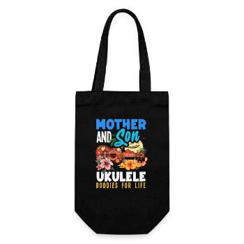 Mère et fils amis de ukulélé pour la vie - Sac à bouteille - noir - Devant