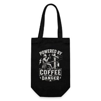 Power line fitter through coffee and danger - Gift Bag for Bottles - black - Front