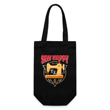 Sew Happy Gift Idea for Sewing Fans - Gift Bag for Bottles - black - Front