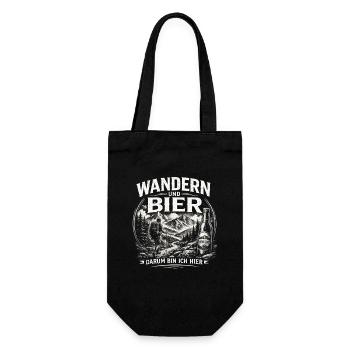 Wandern und Bier Berg Abenteuer - Geschenkbeutel für Flaschen - Schwarz - Vorne