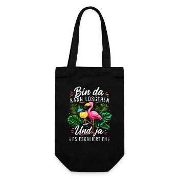 Bin da Eskaliert Flamingo Sommer - Geschenkbeutel für Flaschen - Schwarz - Vorne