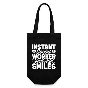Social Worker Quota Just Add Smiles Social Work - Gift Bag for Bottles - black - Front