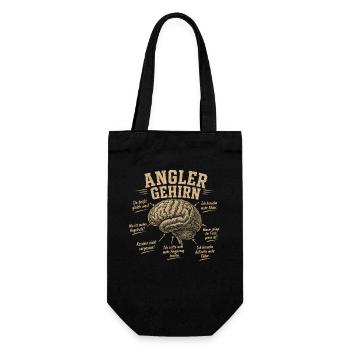 Angler Gehirn Humor Shirt - Geschenkbeutel für Flaschen - Schwarz - Vorne