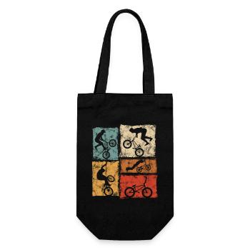 BMX Bike Biker Stunts in Retro Style - Gift Bag for Bottles - black - Front