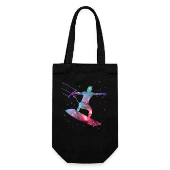 Kite Surfing Kitesurf Weltraum Kinder Kitesurfen - Geschenkbeutel für Flaschen - Schwarz - Vorne