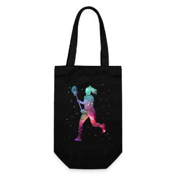 Lacrosse Player Space Women Girls Lacrosse - Gift Bag for Bottles - black - Front