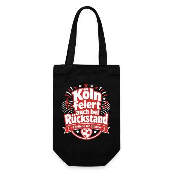 Köln feiert auch bei Rückstand - Geschenkbeutel für Flaschen - Schwarz - Vorne