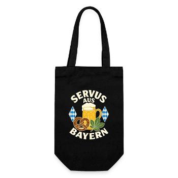 Servus aus Bayern Bierbrezel - Geschenkbeutel für Flaschen - Schwarz - Vorne
