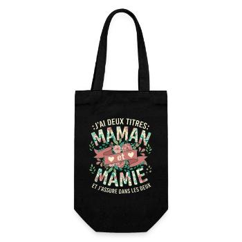 Deux Titres Maman et Mamie Fleurs - Sac à bouteille - noir - Devant