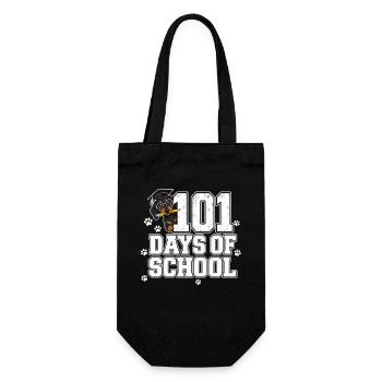 Dackel 101 Tage Schule Pfotenabdruck Doxie süß - Geschenkbeutel für Flaschen - Schwarz - Vorne